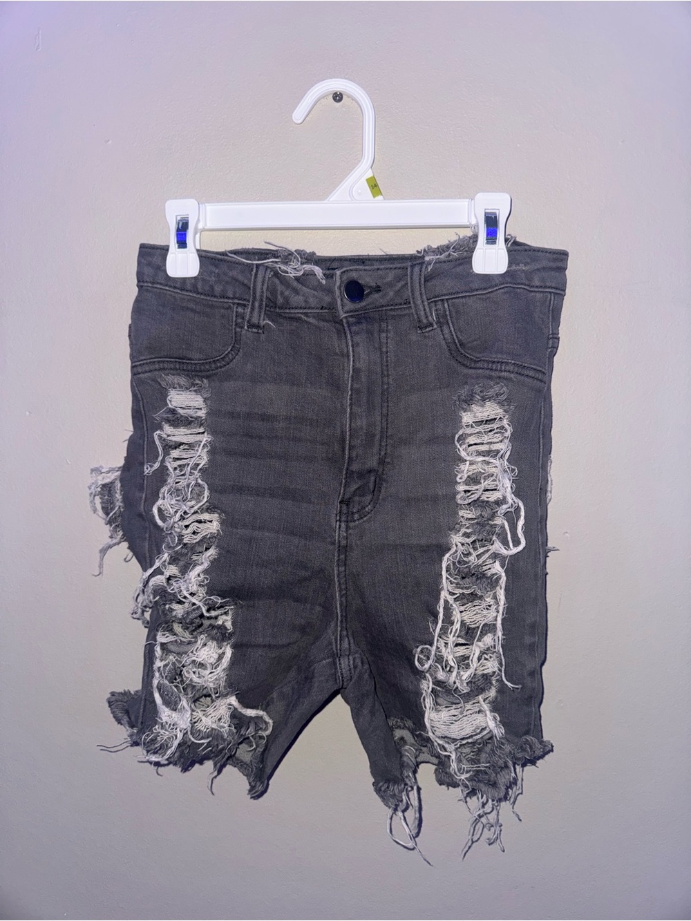 Fashion Nova Charcoal Distressed High Waist Women's Shorts